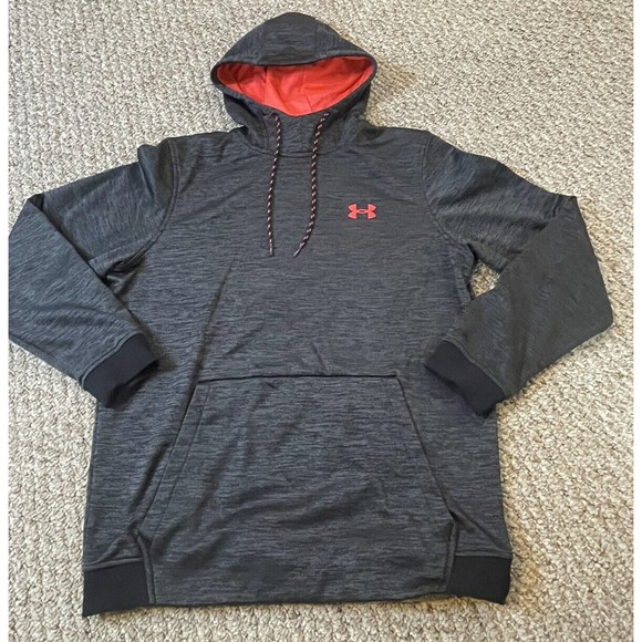 Under Armour Storm Hoodie Mens Medium Loose Fit Gray Red Logo - Picture 1 of 3
